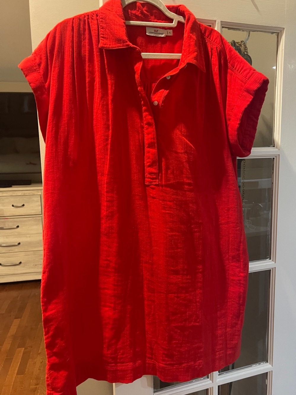 Vineyard Vines Red Short-Sleeve Shirt Dress